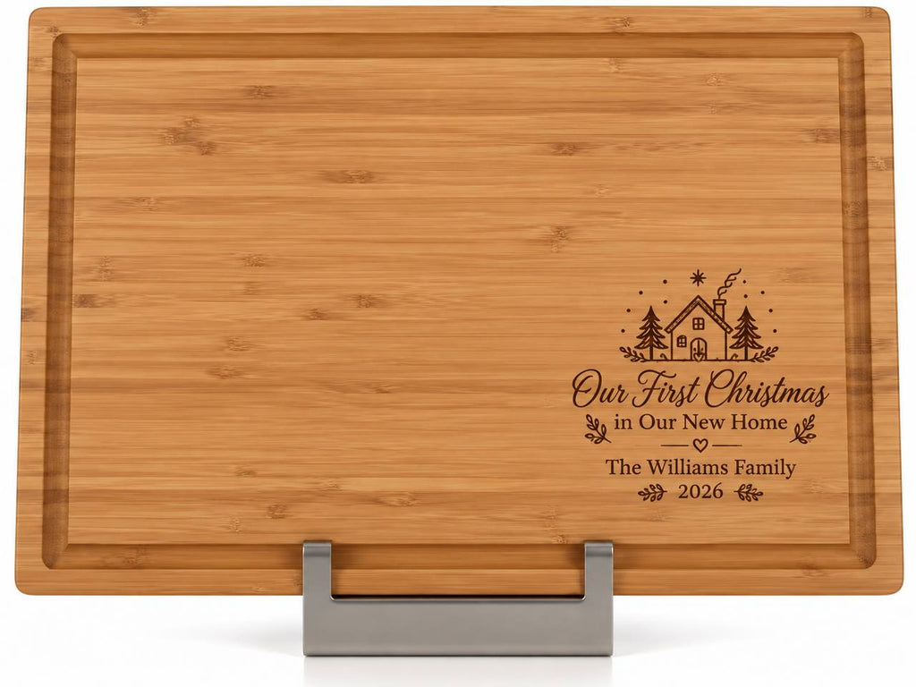 Personalized First Christmas in Our New Home Cutting Board – Custom Family Christmas Gift