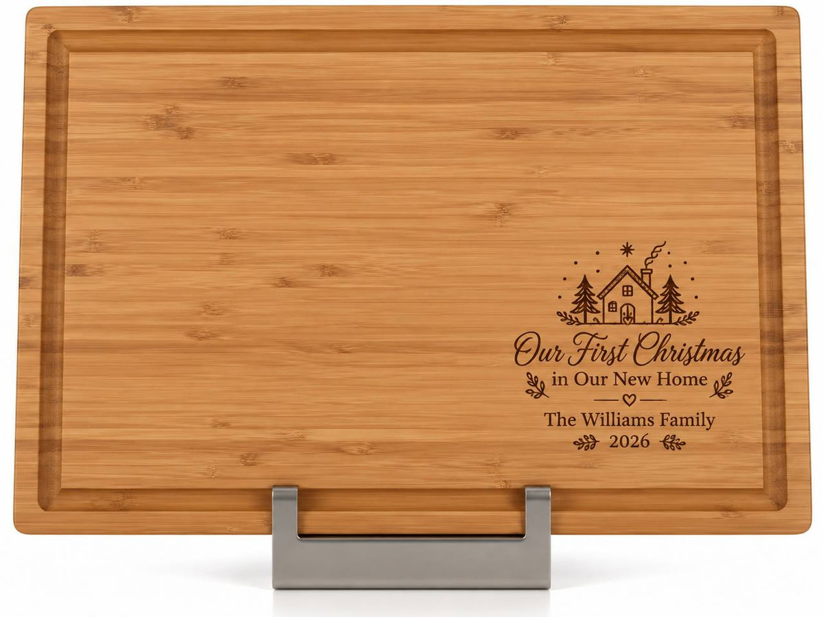 Personalized First Christmas in Our New Home Cutting Board – Custom Family Christmas Gift