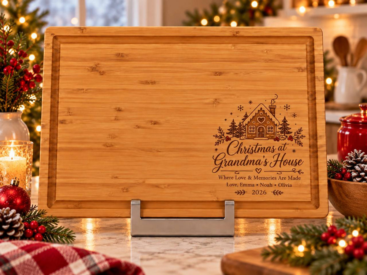 Personalized Christmas at Grandma’s House Cutting Board – Custom Christmas Gift for Grandma