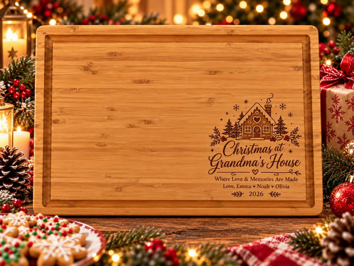 Personalized Christmas at Grandma’s House Cutting Board – Custom Christmas Gift for Grandma
