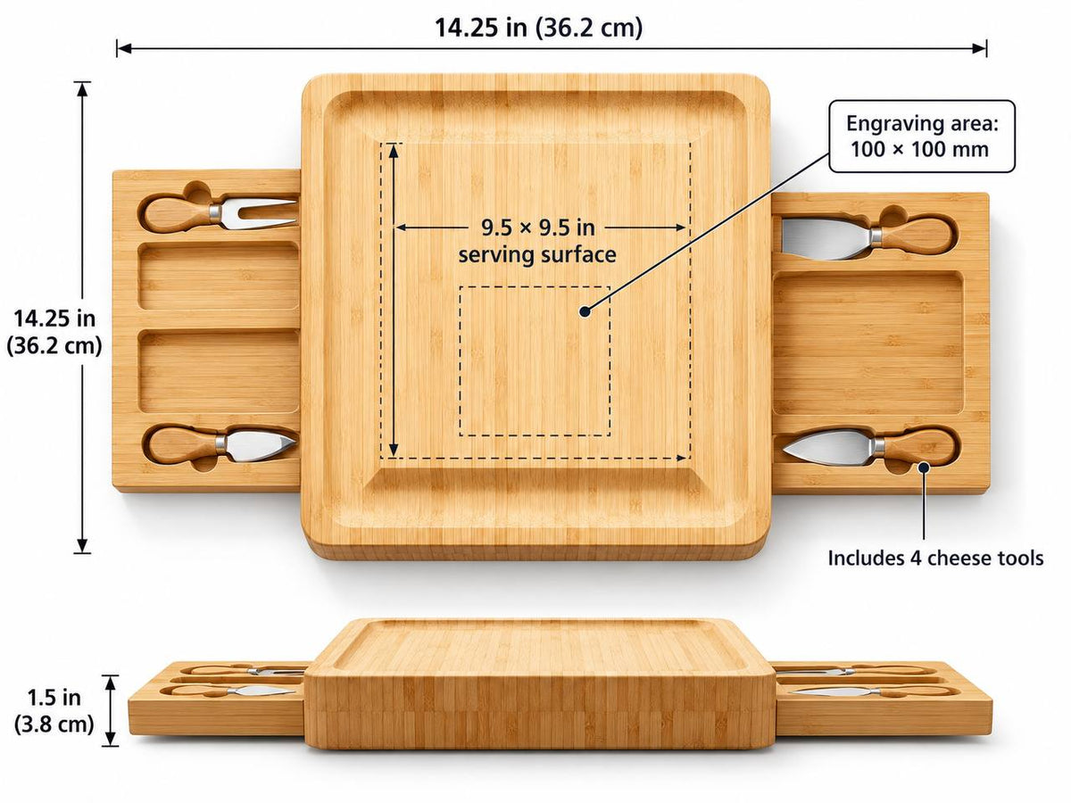 Personalized Christmas Family Cheese Board Set – Custom Engraved Christmas Gift for Family