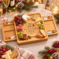 Personalized First Christmas in Our New Home Cheese Board Set – Custom Housewarming Christmas Gift