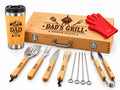 Personalized Dad BBQ Gift Set – Engraved Grill Tools & Bamboo Travel Tumbler