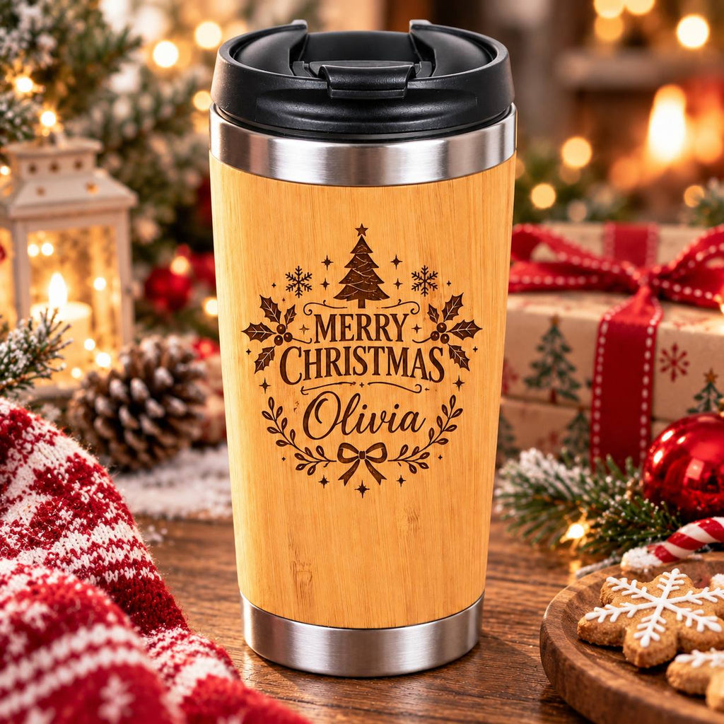 Personalized Christmas BBQ Gift Set with Bamboo Tumbler – Custom Engraved Grilling Gift