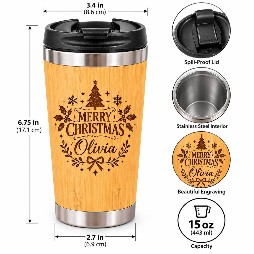 Personalized Christmas BBQ Gift Set with Bamboo Tumbler – Custom Engraved Grilling Gift