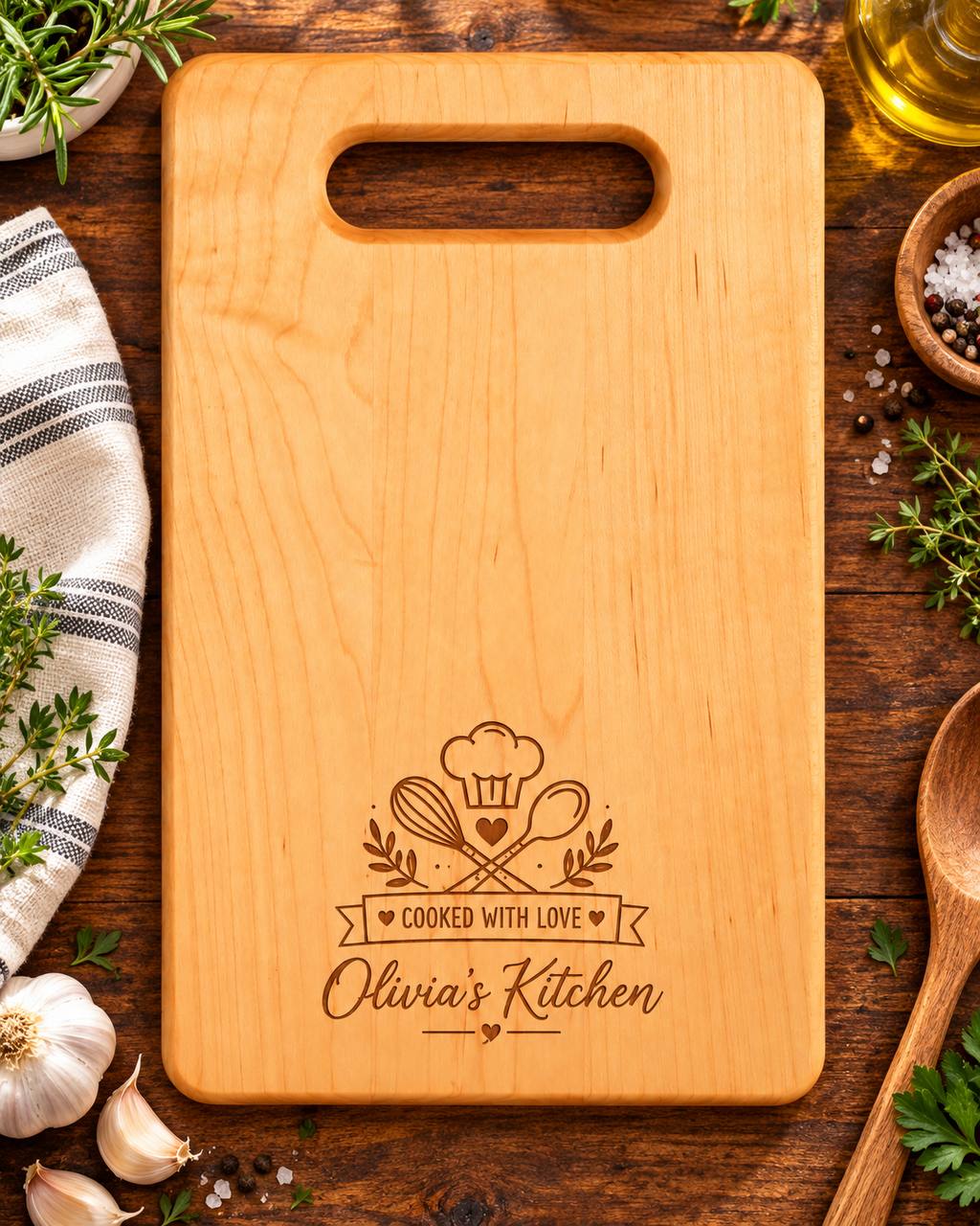Personalized Maple Cutting Board – Custom Engraved Gift for Cooking Lovers