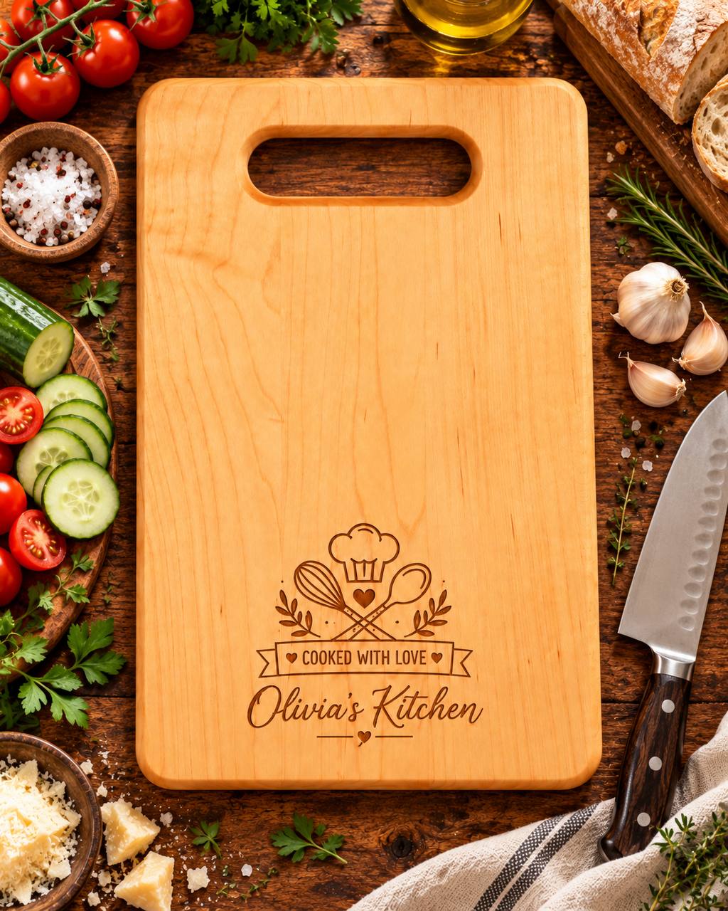 Personalized Maple Cutting Board – Custom Engraved Gift for Cooking Lovers