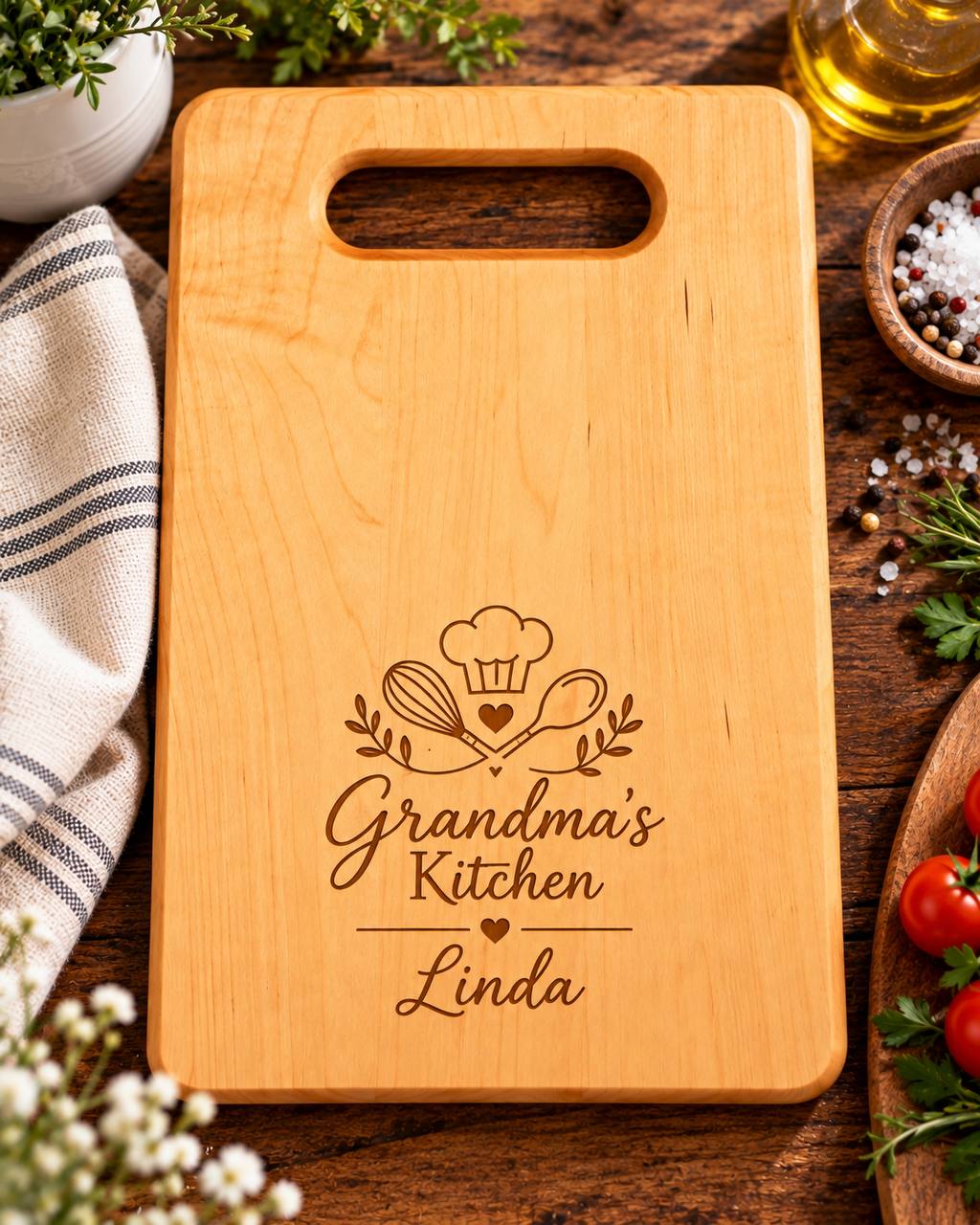 Personalized Maple Cutting Board for Grandma – Custom Engraved Gift for Grandmother
