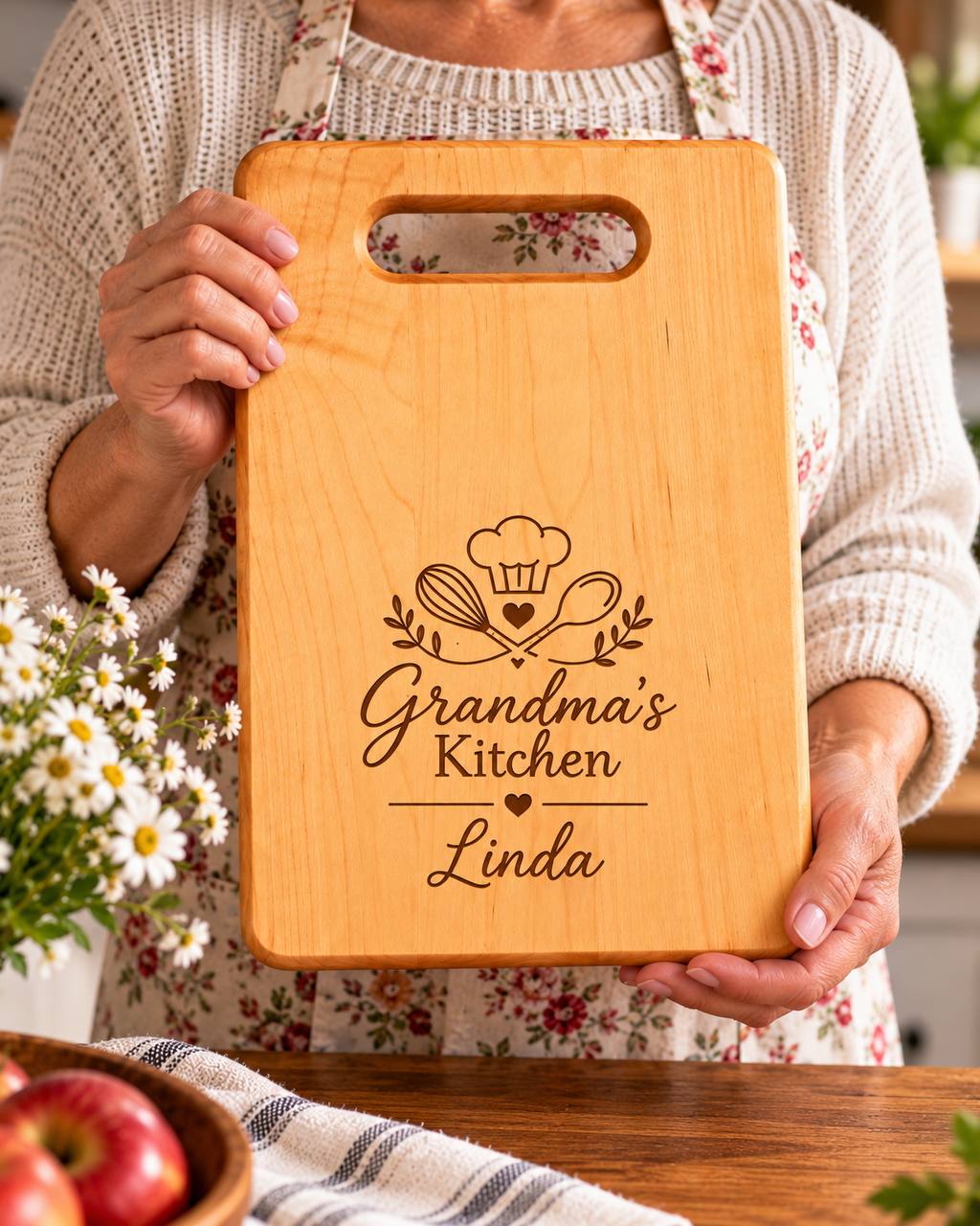 Personalized Maple Cutting Board for Grandma – Custom Engraved Gift for Grandmother
