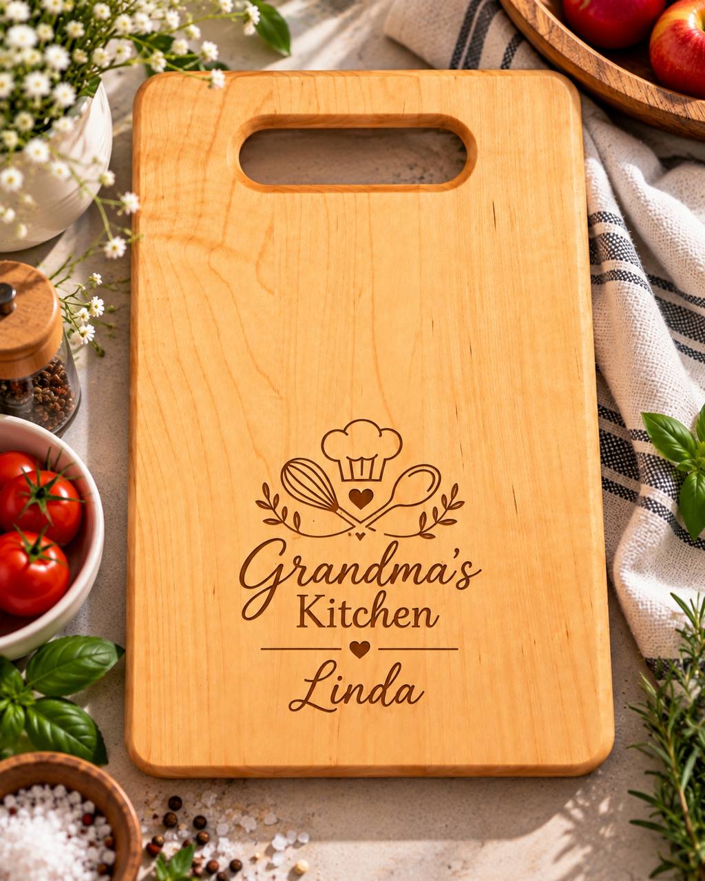 Personalized Maple Cutting Board for Grandma – Custom Engraved Gift for Grandmother