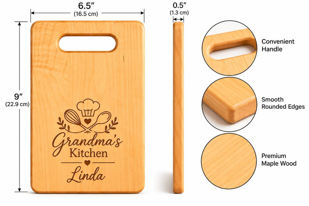 Personalized Maple Cutting Board for Grandma – Custom Engraved Gift for Grandmother