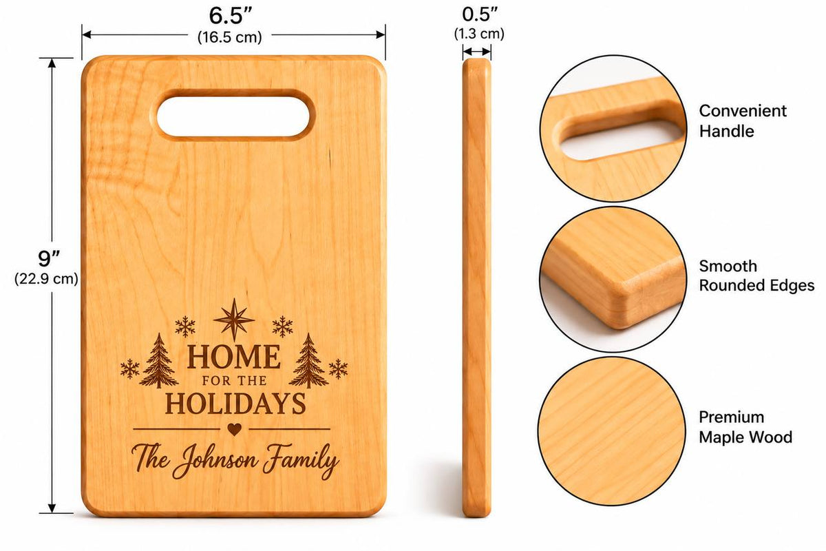 Personalized Christmas Maple Cutting Board – Custom Engraved Family Holiday Gift