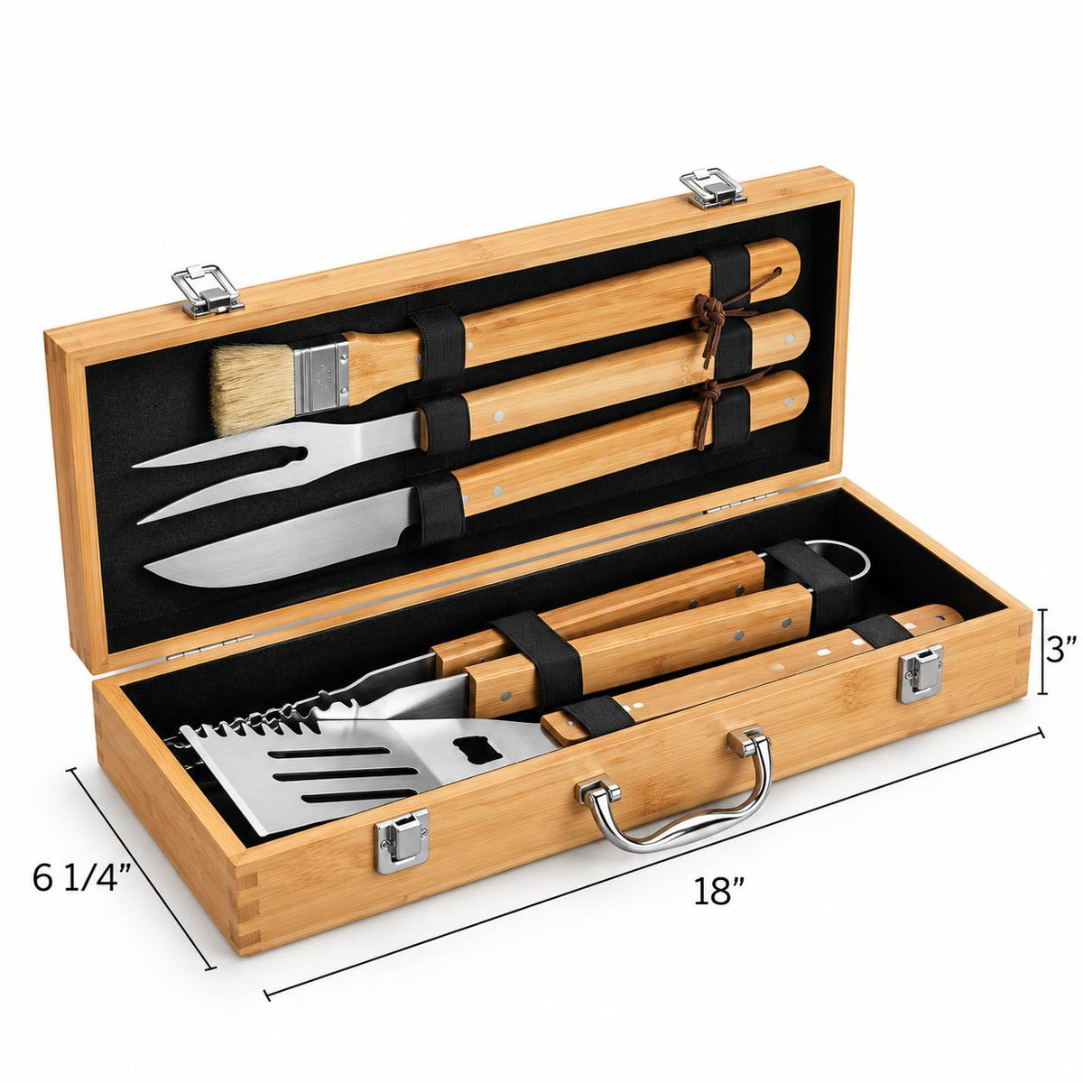 Personalized Dad BBQ Gift Set – Engraved Grill Tools & Bamboo Travel Tumbler