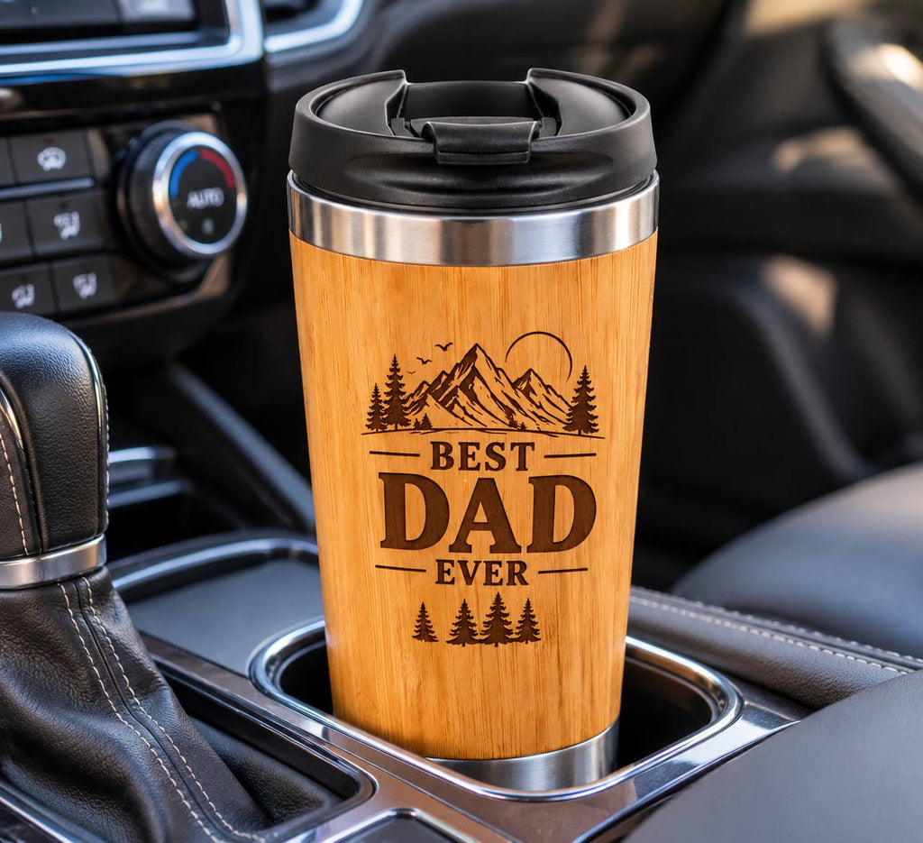 Personalized Dad BBQ Gift Set – Engraved Grill Tools & Bamboo Travel Tumbler