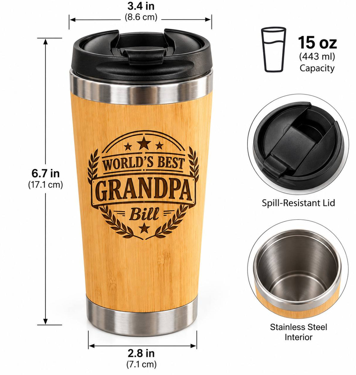 Personalized Gift Set for Grandpa – Custom Engraved Tumbler & Pocket Knife