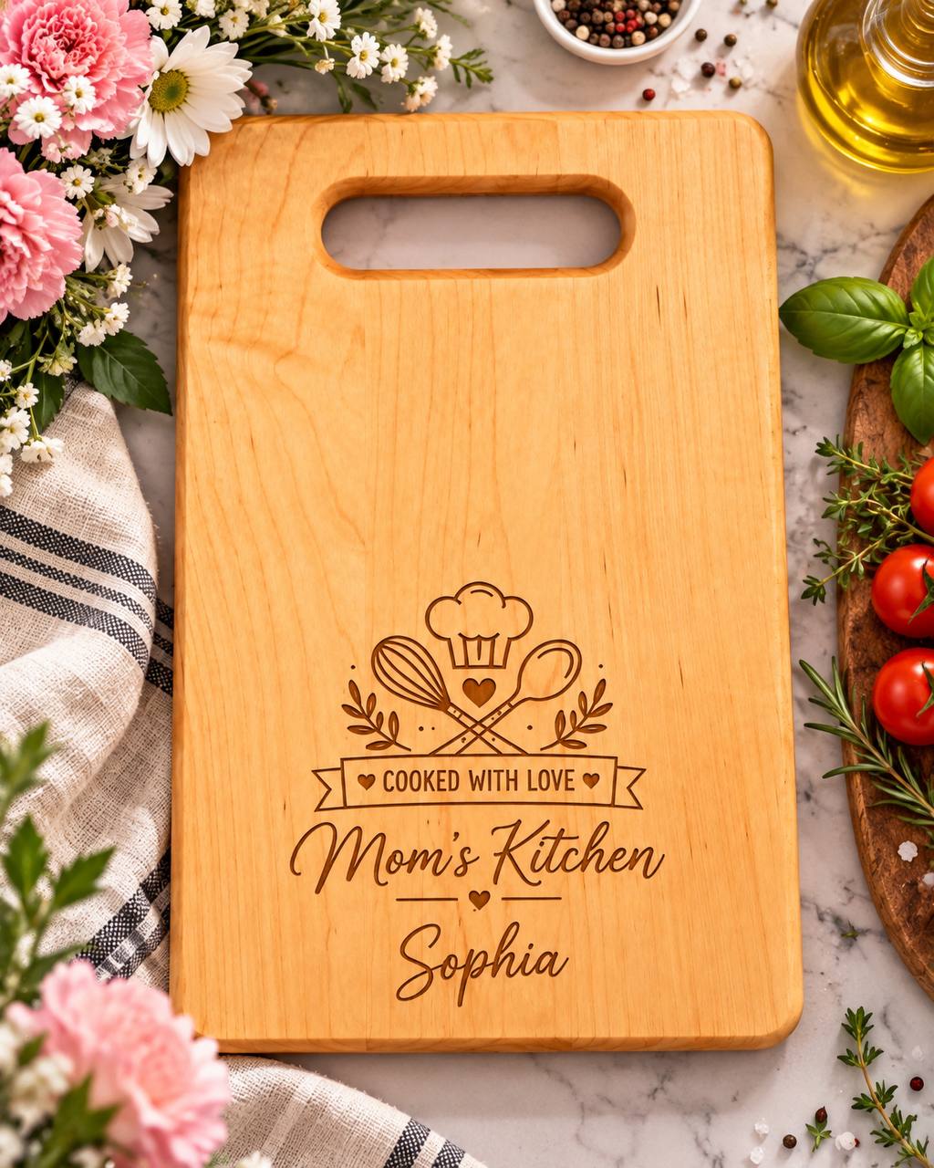 Personalized Maple Cutting Board for Mom – Custom Engraved Mother’s Day Gift