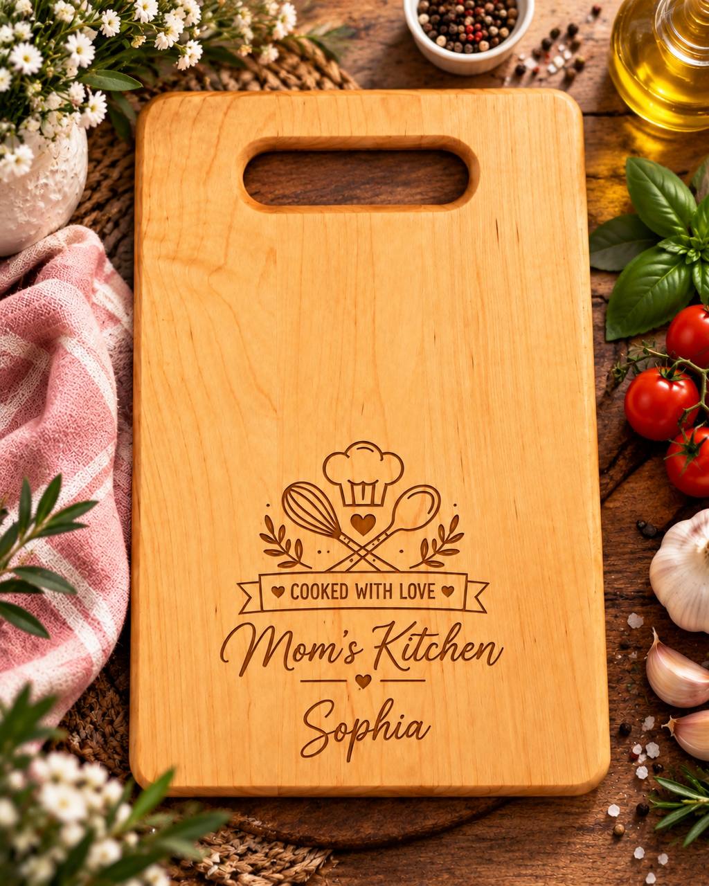 Personalized Maple Cutting Board for Mom – Custom Engraved Mother’s Day Gift