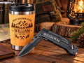 Personalized Gift Set for Grandpa – Custom Engraved Tumbler & Pocket Knife